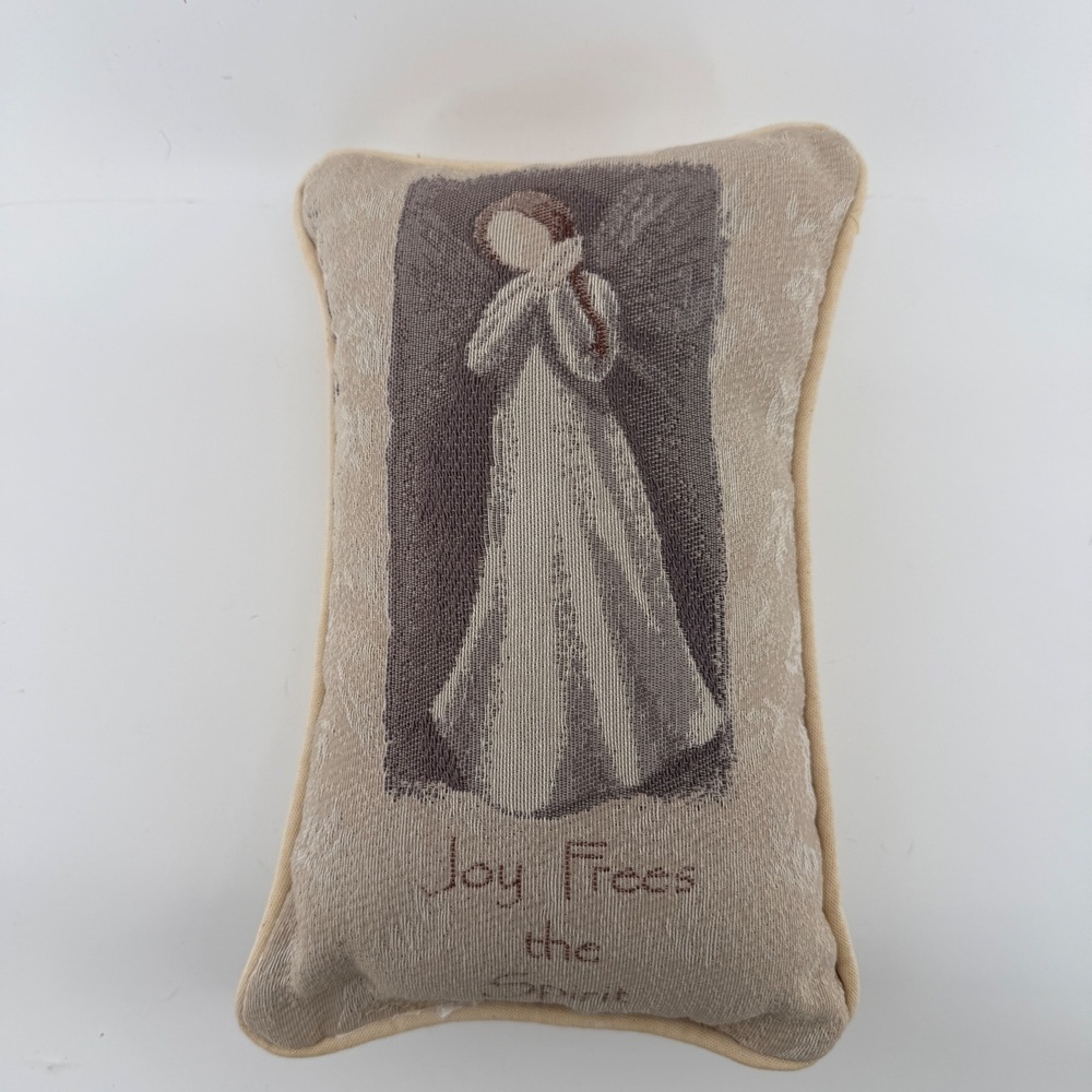 Joy Frees the Spirit Angel Woven Tapestry Decorative Accent Pillow willow tree